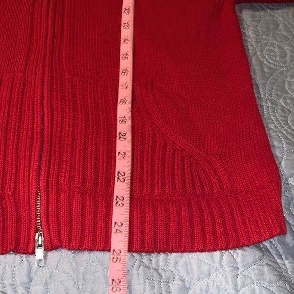 Jeanne Pierre Red Hooded Zip-Up Sweater X-Large 100% Cotton - Picture 11 of 11